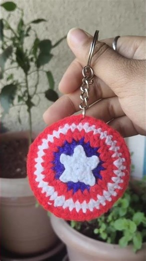 Crochet Captain America's shield tutorial 🛡| #crochet #diy #viral #craft #shorts #keychain #shield