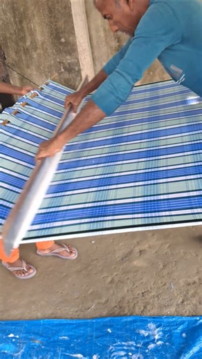 তাত শিল্প লুঙ্গিতে মাজন দেওয়া হচ্ছে |very# beautiful# Mercerizing # Glaze#lungi