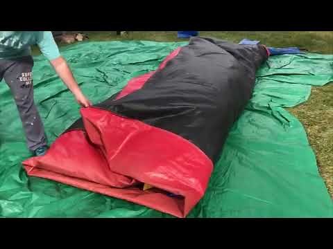 How to fold a castle bounce house