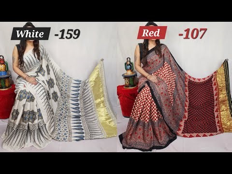 #Modal silk #ajrakh natural #hand block #saree #WhatsApp 9324546827