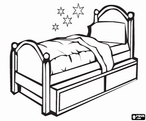 A bed with extra bed coloring page printable game