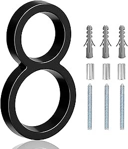 5" Floating House Number, Metal Modern House Numbers, Garden Door Mailbox Decor Number with Nail Kit, Coated Black, 911 Visibility Signage (8)