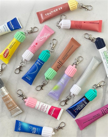 Fluted Lip Balm Keychain Cap: Travel Lip Gloss Holder and Badge Reel Accessories - Etsy