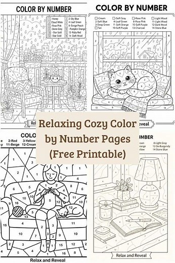 FREE Cozy Color by Number Book Printable PDF