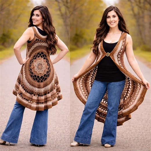 Crochet Mandala Cardigan Pattern PDF – Boho Circular Lace Vest for Women, Summer Festival Shawl Sweater, Beginner-friendly Boho Style - Etsy