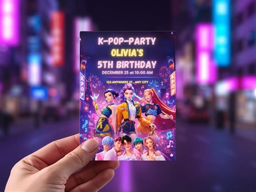 KPOP Demon Hunter Invitation, Mobile & Card Invite, Anime Theme Party Demon Hunter Demon Birthday Invitation Birthday Invite Canva Template - Etsy Australia