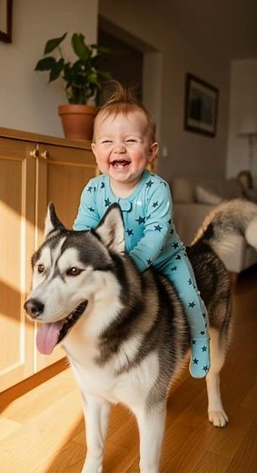 Baby rides a dog! This Baby Can’t Stop laughing out loud #cute #funny #pets