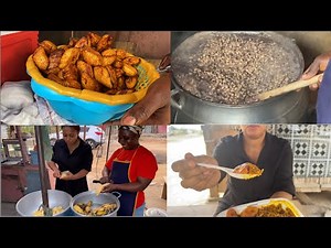 STREET FOOD IN GHANA| COOKING BEANS AND GARI IN THE STREET OF ACCRA GHANA