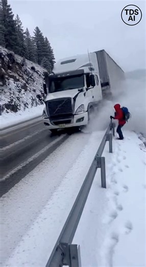 Pedestrian Runs to Safety as Speeding Semi Rounds Mountain Curve Video footage shows a close call on a winding mountain roadway in Silverton, where a pedestrian attempts to cross the street just as a semi truck approaches a sharp curve at a high rate of speed. As the truck rounds the bend, the individual quickly realizes the danger and runs back toward the shoulder to avoid being struck. The semi appears to struggle with speed and limited visibility along the narrow mountain road, highlighting t