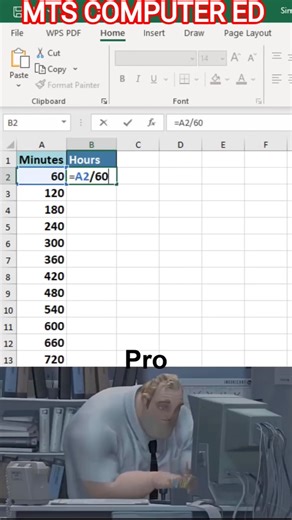 Minutes to Hours Convert in Excel | Excel Formula Trick 🔥 #Shorts #excel #youtubeshorts #exceltips