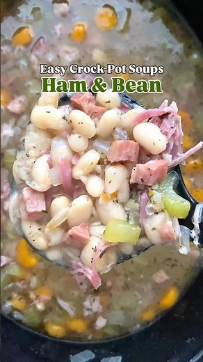 Crockpot Ham & Bean Soup #slowcooker #crockpot #souprecipe