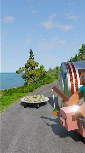 Anime McQueen, Car Goose & Dumpling Car vs Impossible Bollards in BeamNG Drive #beamng #automobile