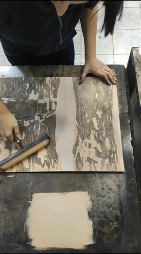 "Mysterious nature of the trees" linocut process. #linocut #printmaking #artprocess #printart