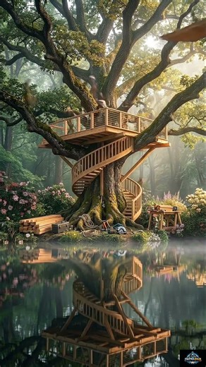 The Ultimate Magical Treehouse Build.Treehouse build|Magical forest #Nature#Cozy #Woodworking
