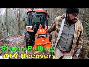 Pulling Out Stumps with a Skidding Winch | + ATV Recovery Mission