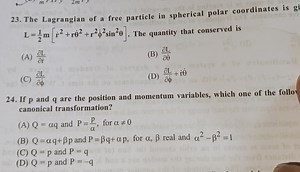 The Lagrangian of a free particle in spherical polar coordinate... | Filo