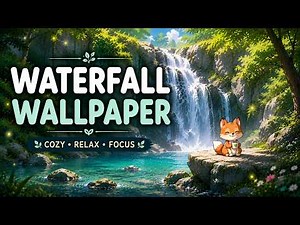 1 Hour Waterfall Wallpaper 💧 | Relaxing Piano & Nature Sounds | Animated Screensaver