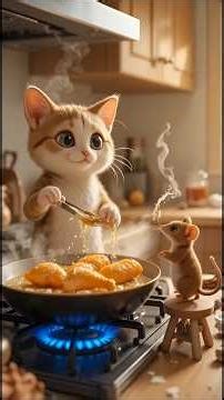 Cat & Mouse Fried Chicken VlogCatAndMouse#FriedChicken#FoodVlog#CuteCooking