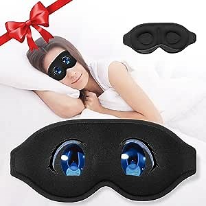 Sleep Eye Mask for Men Women, 3D Contoured Cup Sleeping Mask & Blindfold, Upgraded Eye Cover with Adjustable Strap, 3D Eye Pattern Blocking Lights Sleeping Mask, Soft Comfort Eye Shade Cover (Black)
