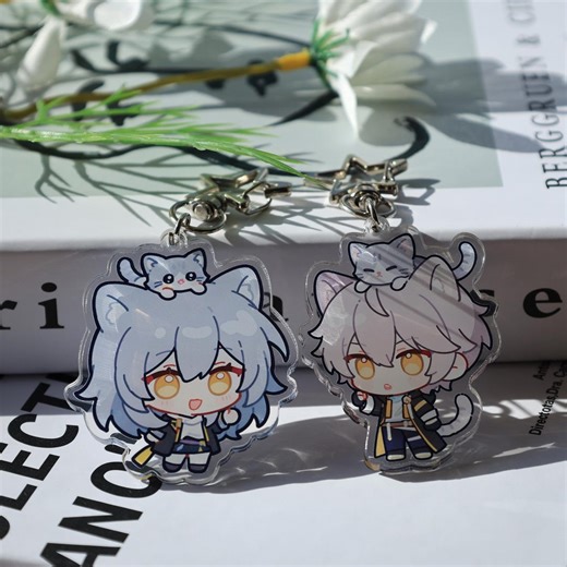 Honkai Star Rail Caelus and Stelle Acrylic Keychain With Chibi Design, Cat Ears, and Star Keyring, Perfect Backpack Charm for Collectors - Etsy