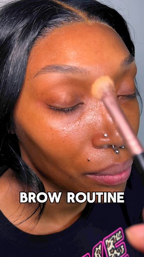BROW ROUTINE👇🏾Step 1 - Apply setting powder to absorb any oils before applying product. This also helps prevent oily brows and give long lasting. Step 2 - Outline both top and bottom of brows close to the shape of your natural brows Step 3 - Fill in brows Step 4 - Clean up brows with concealer for a clean and sharp lookStep 5 - Use brow gel or lash adhesive to keep natural hairs in place. This also helps with making brows last. 🩷For more guided tips and info follow me and purchase my soft gla