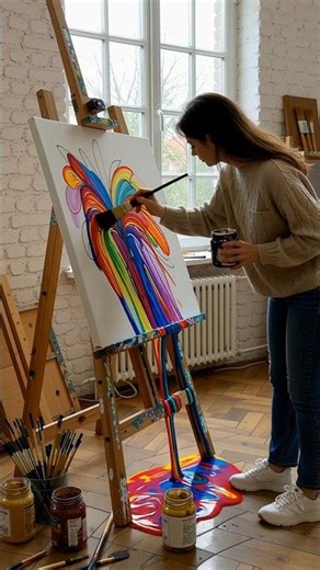 ASMR Fantasy Rainbow Painting 🌈✨ | Dripping & Satisfying #asmr #asmrvideo #asmrsounds