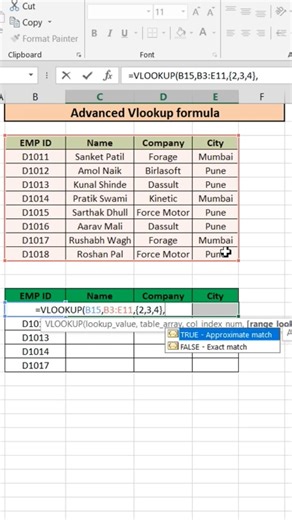 Advance Vlookup Formula || #excelshorts #exceltricks #exceltips