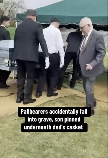 Inside Edition (@insideedition) - A sad and upsetting day was made worse when eight pallbearers fell into an open grave. The men were carrying a coffin to its final resting place, when the structure surrounding the freshly dug grave collapsed. The deceased man's son was even trapped under his father's coffin. While none of the men suffered life-threatening injuries, they say the greatest impact was emotional.
