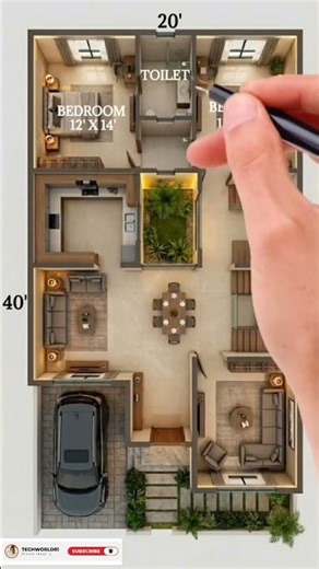 20×40 Modern House Plan | Smart 2BHK Home Design with Perfect Space Planning ✨ #homedesign