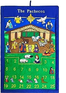 Personalized Nativity Manger Advent Calendar by Pockets of Learning | Holiday Décor, Crèche Scene, Christmas Fabric Wall Hanging, Cloth Countdown