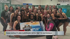 Team Impact's Iris surprised with trip to NCAA nationals with MSU Gymnastics