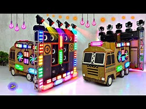 Mini Dj Truck Setup Loading at-home by Cardboard Making Dj truck and light | Mini Dj Setup | dj wala