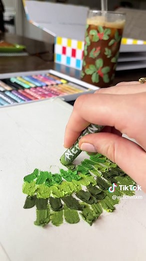 How to Draw a Beautiful Oil Pastel Christmas Tree