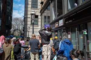 At UMass Boston, protester upbraids Mass. Gov. Healey for response to campus unrest