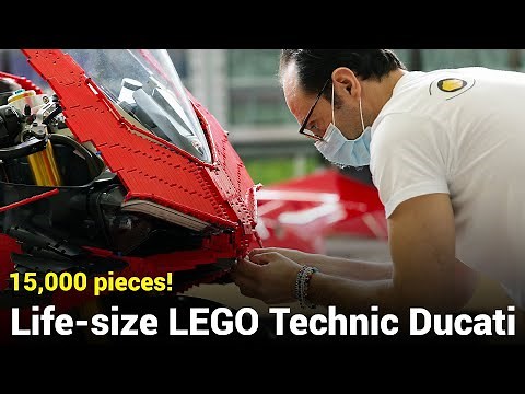 This life-size LEGO Technic Ducati Motorcycle uses more than 15k pieces