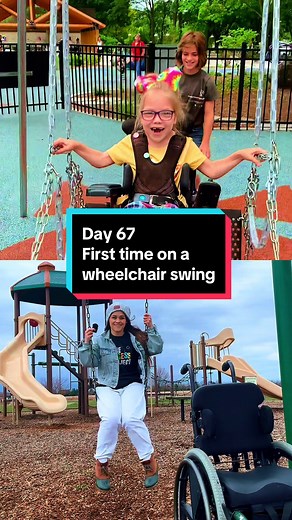 First time on a wheelchair swing.. Our mission is to help provide accessible playground equipment to schools so ALL students can be included. You can help support The Recess Project and Dallas’ mission to include ALL students on the school playground by checking out The Recess Project’s RallyUP Swing-A-Thon page (in profile), click on “Participant Center”and choose “Dallas P.” This week during our 100 day swing challenge we are highlighting TRP Swing-A-Thon participant @discover_with_dallas Foll