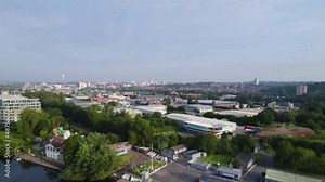 Nottingham City landscape from river Trent little tennis street