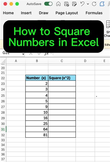 How to Square Numbers in Excel #excel #exceltips #exceltricks #exceltutorial #msexcel