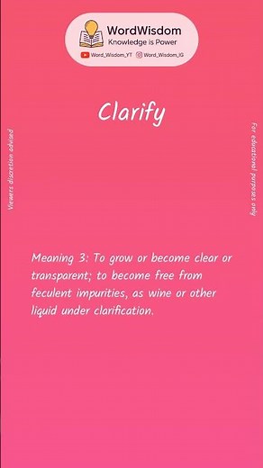 What does "Clarify" mean? | English vocabulary shorts | #clarify #wordwisdom
