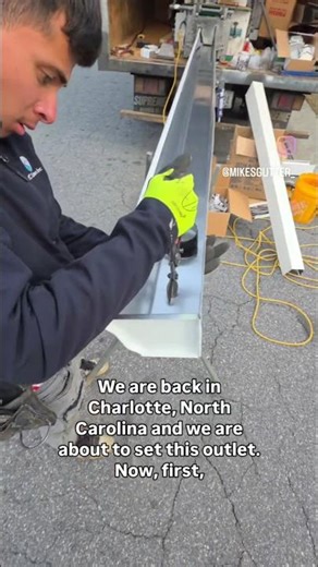 💥New Gutter Installation Charlotte, NC! Hand cut outlets for oversized downspouts! #home #charlotte