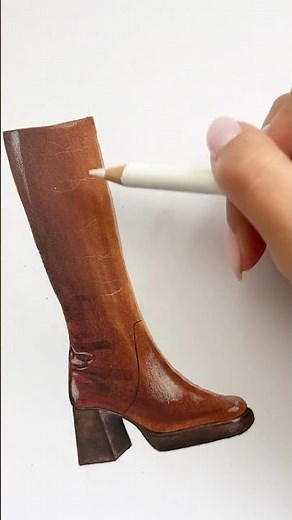 how to draw a leather boot | marker illustration #leather #alcoholmarkers