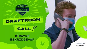 Let's make it happen! ☎️ John Schneider and Pete Carroll make the call to D'Wayne Eskridge before selecting him at number 56 overall in the 2021 #NFLDraft. | Seattle Seahawks