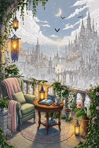 Fantasy Coloring Book, 40 Pages Magical Landscapes, Cozy Art (printable PDF) - Etsy