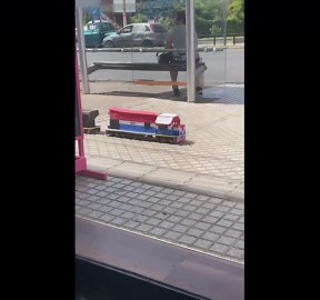 Pulling Train Through Town