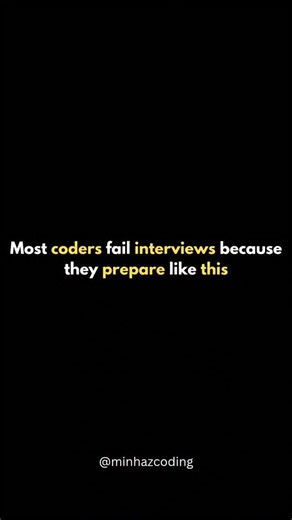 Minhaz | Full Stack Developer on Instagram: "Most coders don’t fail interviews because they’re bad at coding 💻 They fail because they prepare the wrong way ❌ ❗ Memorizing solutions ❗ Random LeetCode grind ❗ No revision, no system And then they wonder why interviews feel scary 😶‍🌫️ Big tech doesn’t test memory 🧠 It tests how you THINK under pressure ⚙️ #dsa #codinginterview #leetcode #bigtech #softwareengineer"
