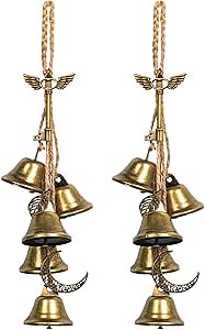 Witch Bells for Door Knob for Protection Kit Witch Wind Chimes Door Hanger Wiccan Bell Witchcraft Brass Witch Bells Door Protection Charm(2pcs Moon Style)