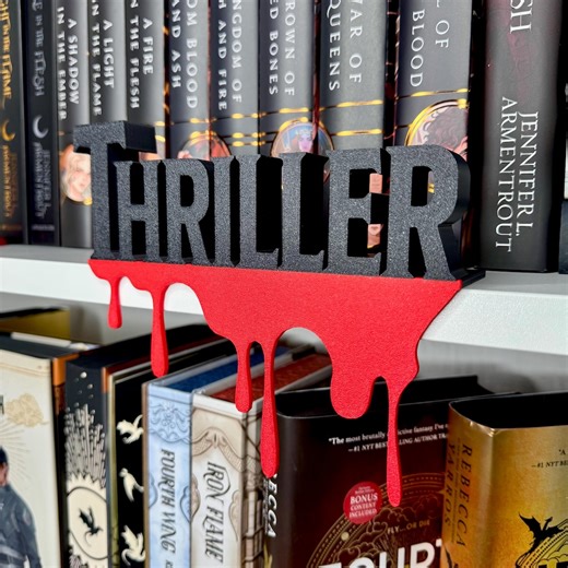 Thriller Library Decor Bookshelf Genre Sign Book Lover Gift Custom Colors 3d Printed - Etsy