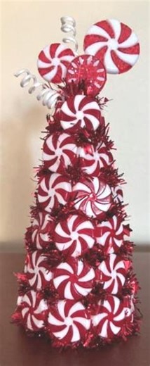 Decorative Peppermint Candy Christmas Tree: Holiday Shelf Decor - Etsy