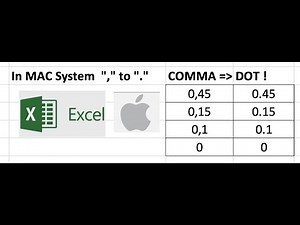 In MAC System "," to "." for Microsoft Excel. comma to dot decimal separator