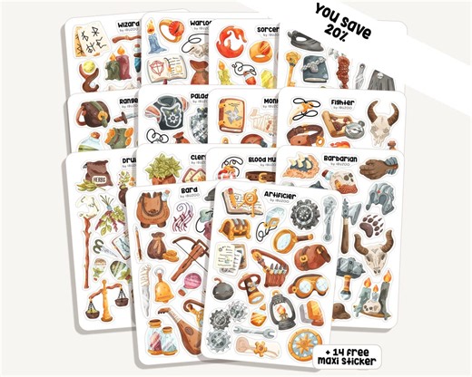 Sticker Set RPG | 14 Sticker Sheets   14 Maxi Sticker | 211 Sticker | Journal Sticker - Planner - Gaming - Dnd Sticker - Game Night - Etsy Ireland